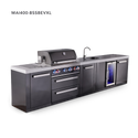 Mont Alpi 4-Burner Black Series Outdoor Kitchen Island With Beverage Center And XL Extra Storage Cabinet