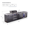 Mont Alpi 4-Burner Black Series Outdoor Kitchen Island With Beverage Center And XL Extra Storage Cabinet