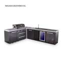 Mont Alpi 4-Burner L-Shaped Black Series Outdoor Kitchen Island With 90-Degree Beverage Center And XL Extra Storage Cabinet