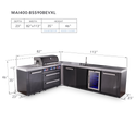 Mont Alpi 4-Burner L-Shaped Black Series Outdoor Kitchen Island With 90-Degree Beverage Center And XL Extra Storage Cabinet