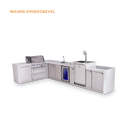 Mont Alpi 4 Burner L- Shaped Deluxe Series Outdoor Kitchen Island with Beverage Center and Kegerator Module Plus Extra Storage Cabinet - MAi400-D90KEGBEVXL