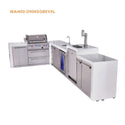 Mont Alpi 4 Burner L- Shaped Deluxe Series Outdoor Kitchen Island with Beverage Center and Kegerator Module Plus Extra Storage Cabinet - MAi400-D90KEGBEVXL