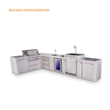 Mont Alpi 4-Burner L-Shaped Deluxe Series Outdoor Kitchen Island With Beverage Center, Kegerator And Extra Drawer Slides Cabinet - MAi400-D90KEGBEVDR