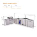 Mont Alpi 4-Burner L-Shaped Deluxe Series Outdoor Kitchen Island With Beverage Center, Kegerator And Extra Drawer Slides Cabinet - MAi400-D90KEGBEVDR