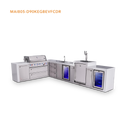 Mont Alpi 6-Burner L-Shaped Deluxe Series Outdoor Kitchen Island With Beverage Center, Kegerator And Corner Fridge Module Plus Extra Drawer Slides Cabinet-MAi805-D90KEGDR