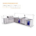 Mont Alpi 6-Burner L-Shaped Deluxe Series Outdoor Kitchen Island With Beverage Center, Kegerator And Corner Fridge Module Plus Extra Drawer Slides Cabinet-MAi805-D90KEGBEVDR