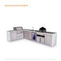 Mont Alpi 4-Burner L-Shaped Deluxe Series Outdoor Kitchen Island With Beverage Center And Kamado Plus Extra Drawer Slides - MAi400-D90BEVKAMDR