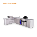 Mont Alpi 4-Burner L-Shaped Deluxe Series Outdoor Kitchen Island With Beverage Center And Kamado Module Plus Extra Storage Cabinet