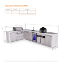 Mont Alpi 4-Burner L-Shaped Deluxe Series Outdoor Kitchen Island With Beverage Center And Kamado Module Plus Extra Storage Cabinet