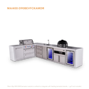 Mont Alpi 4-Burner L-Shaped Deluxe Outdoor Kitchen Island With Beverage Center, Kamado And Corner Fridge Module Plus Extra Drawer Slides Cabinet - MAi400-D90BEVFCKAMDR