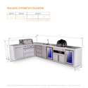 Mont Alpi 4-Burner L-Shaped Deluxe Outdoor Kitchen Island With Beverage Center, Kamado And Corner Fridge Module Plus Extra Drawer Slides Cabinet - MAi400-D90BEVFCKAMDR