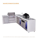 Mont Alpi 4-Burner L-Shaped Deluxe Outdoor Kitchen Island With Beverage Center, Kamado And Corner Fridge Module Plus Extra Drawer Slides Cabinet - MAi400-D90BEVFCKAMDR