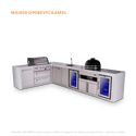 Mont Alpi 4-Burner L-Shaped Deluxe Series Outdoor Kitchen Island With Beverage Center, Kamado And Corner Fridge Module Plus Extra Storage Cabinet
