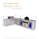 Mont Alpi 4-Burner L-Shaped Deluxe Series Outdoor Kitchen Island With Beverage Center, Kamado And Corner Fridge Module Plus Extra Storage Cabinet
