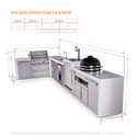Mont Alpi 4-Burner L-Shaped Deluxe Series Outdoor Kitchen Island With Beverage Center, Kegerator, Kamado Module, And Extra Drawer Slides Cabinet - MAi400-D90KEGBEVKAMDR