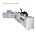 Mont Alpi 4-Burner L-Shaped Deluxe Series Outdoor Kitchen Island With Beverage Center, Kegerator, Kamado Module And Extra Storage Cabinet