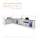 Mont Alpi 4-Burner L-Shaped Deluxe Series Outdoor Kitchen Island With Beverage Center, Kegerator, Kamado And Corner Fridge Module Plus Extra Drawer Slides Cabinet