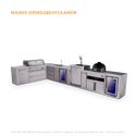 Mont Alpi 6-Burner L-Shaped Deluxe Series Outdoor Kitchen Island With Kegerator, Kamado And Corner Fridge Module Plus Extra Drawers Slide Cabinet - MAi805-D90KEGBEVKAMDR