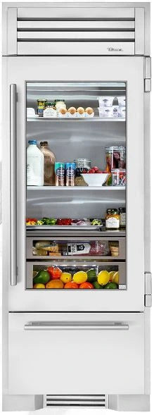 True 30 inch Stainless Steel with Glass Counter Depth Bottom Freezer Refrigerator