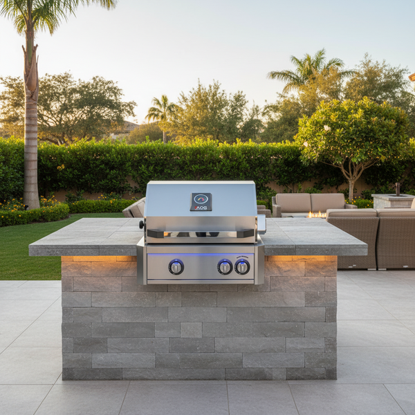 American Outdoor Grill 24-Inch L-Series Built-In Gas Grill with Backburner & Rotisserie Kit