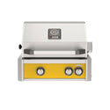 American Outdoor Grill 24 inch L-Series built-in gas grill in yellow finish with rear burner and rotisserie kit