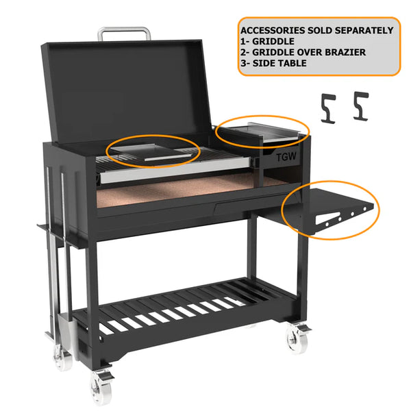 Tagwood Freestanding Argentine Wood Fire & Charcoal Gaucho Grill- Cold-Roll Steel