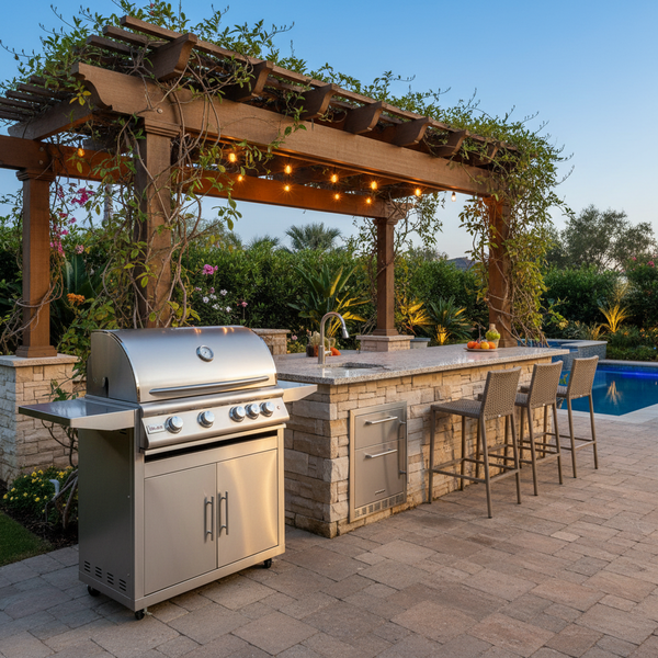 Blaze Premium LTE+ 32-Inch 4-Burner Freestanding Gas Grill with Rear Infrared Burner and Lighting