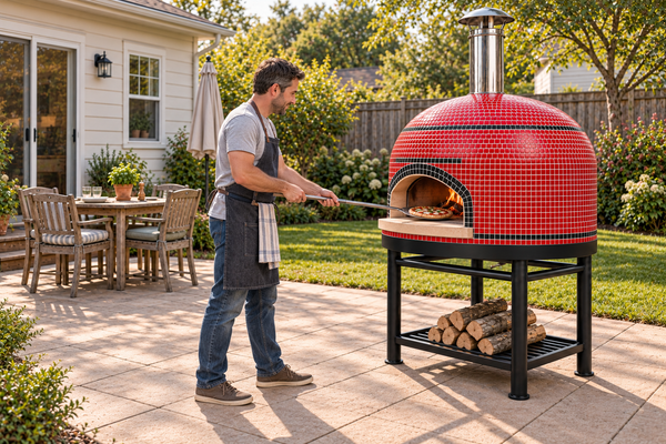 Forno Bravo Vesuvio 100 40-Inch Wood-Fired Freestanding Pizza Oven with Decorative Metal Stand