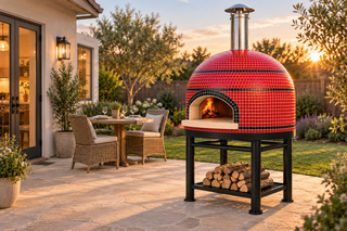 Forno Bravo Vesuvio 90 36-Inch Wood-Fired Freestanding Pizza Oven with Decorative Metal Stand