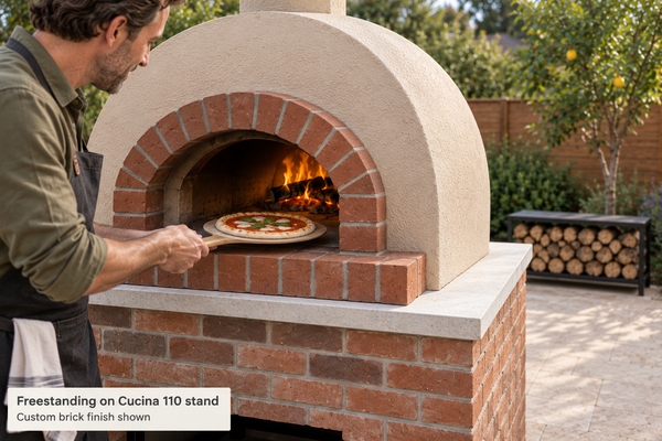 Forno Bravo Toscana 110 Dome 44-Inch Wood-Fired Freestanding Pizza Oven with Cucina 110 Stand