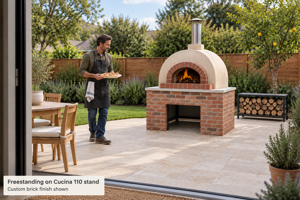 Forno Bravo Toscana 110 Dome 44-Inch Wood-Fired Freestanding Pizza Oven with Cucina 110 Stand