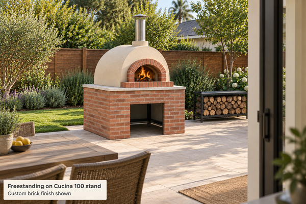 Forno Bravo Toscana 100 Dome 40-Inch Wood-Fired Freestanding Pizza Oven with Cucina 100 Stand