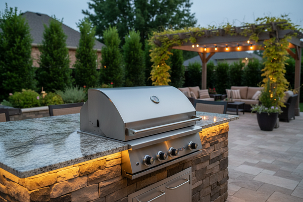 Delta Heat DHBQ32R-W 32-Inch Built-In Gas Grill with Rotisserie, White Panel