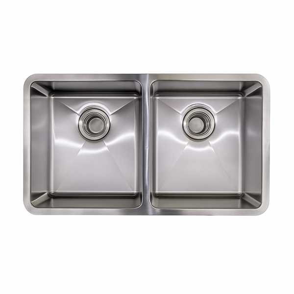 E-Stainless Double Even: 32 x 19 x 9  Inch Bowl Depth with Small Radius Corners