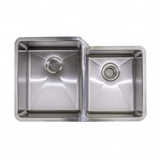 E-Stainless Double Uneven: 32 x 19 x 9 Inch Bowl Depth with Small Radius Corners