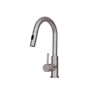 E-Stainless Kitchen: Clarkson Single Handle Gooseneck w/ Pull Down Spray