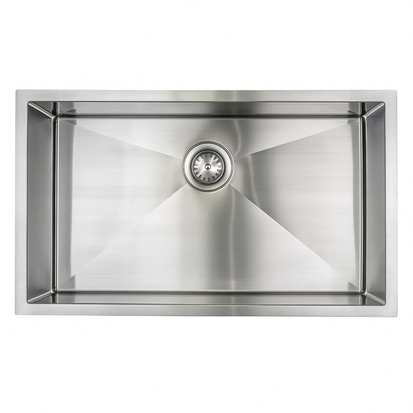 E-Stainless Single Bowl: 32 x 19 x 10 Inch Bowl Depth with Very Small Radius Corners