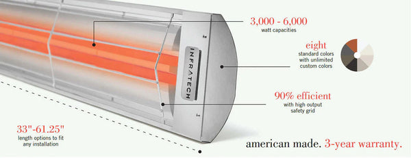 Infratech 6000 Watt Dual Element 61-1/4 Inch Marine Grade C-Series Electric Heater