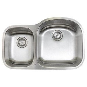 E-Stainless 18 Gauge, Offset Double Bowl, Large bowl on RIGHT