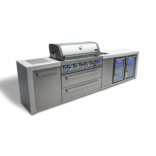 Mont Alpi 6 Burner Deluxe Island with a Beverage Center and Fridge - MAi805-DBEVFC