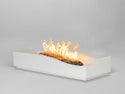 Lumacast Modern outdoor fire pit with flames on a gray background