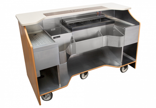 Perlick 70” Tobin Ellis Signature Series Limited Edition Mobile Bar: two drainboards, bottle well, ice chest, and bottle rail