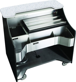 Perlick 46 Inches Tobin Ellis Signature Series Mobile Bar: bottle well, ice chest, and bottle well