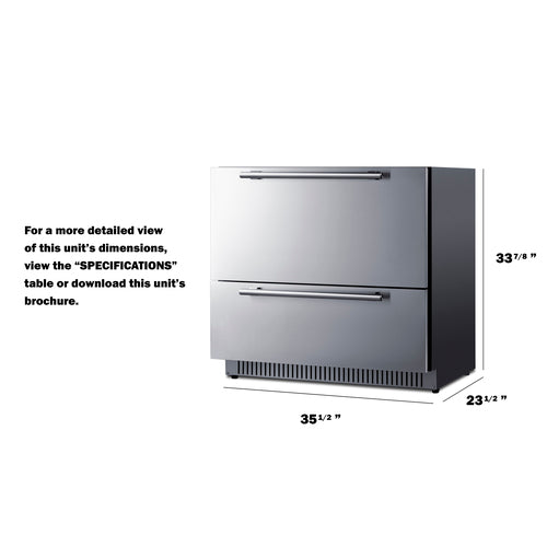 Summit 36 Inch Outdoor Refrigerator with Drawers