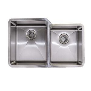 E-Stainless Double Uneven: 32 x 19 x 9'' Bowl Depth with Small Radius Corners
