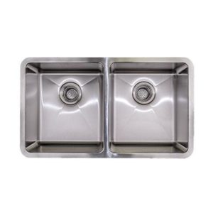 E-Stainless Double Even: 32 x 19 x 9'' Bowl Depth with Small Radius Corners