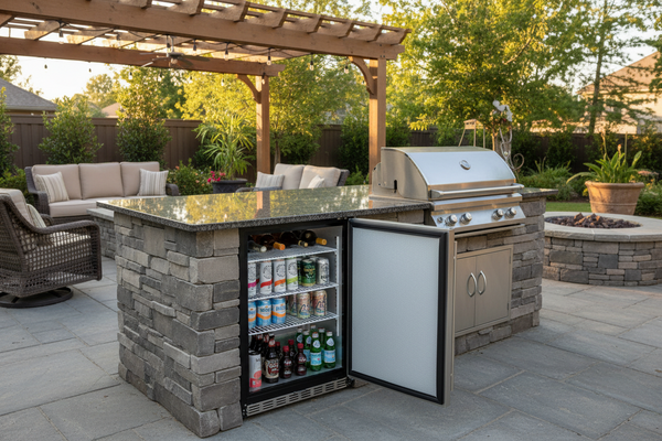 American Made Grills 24 Inch Outdoor Refrigerator with Solid Door and Lock