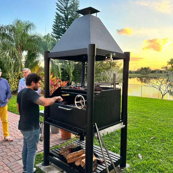 Tagwood The BEAST Argentine Santa Maria Style Wood Fire & Charcoal Gaucho Grill - All Black