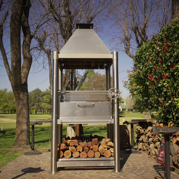 Tagwood The BEAST Argentine Santa Maria Style Wood Fire & Charcoal Gaucho Grill - All Stainless Steel