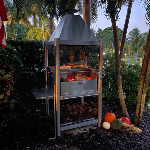 Tagwood The BEAST Argentine Santa Maria Style Wood Fire & Charcoal Gaucho Grill - All Stainless Steel